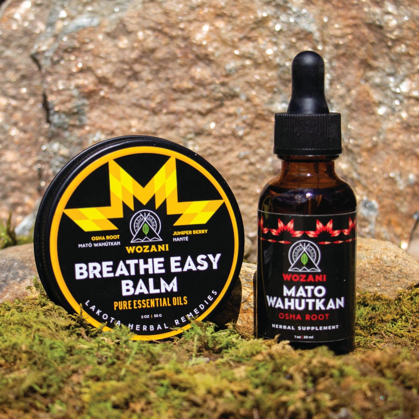 Gift set of osha root herbal tincture and breathe easy herbal balm for respiratory support