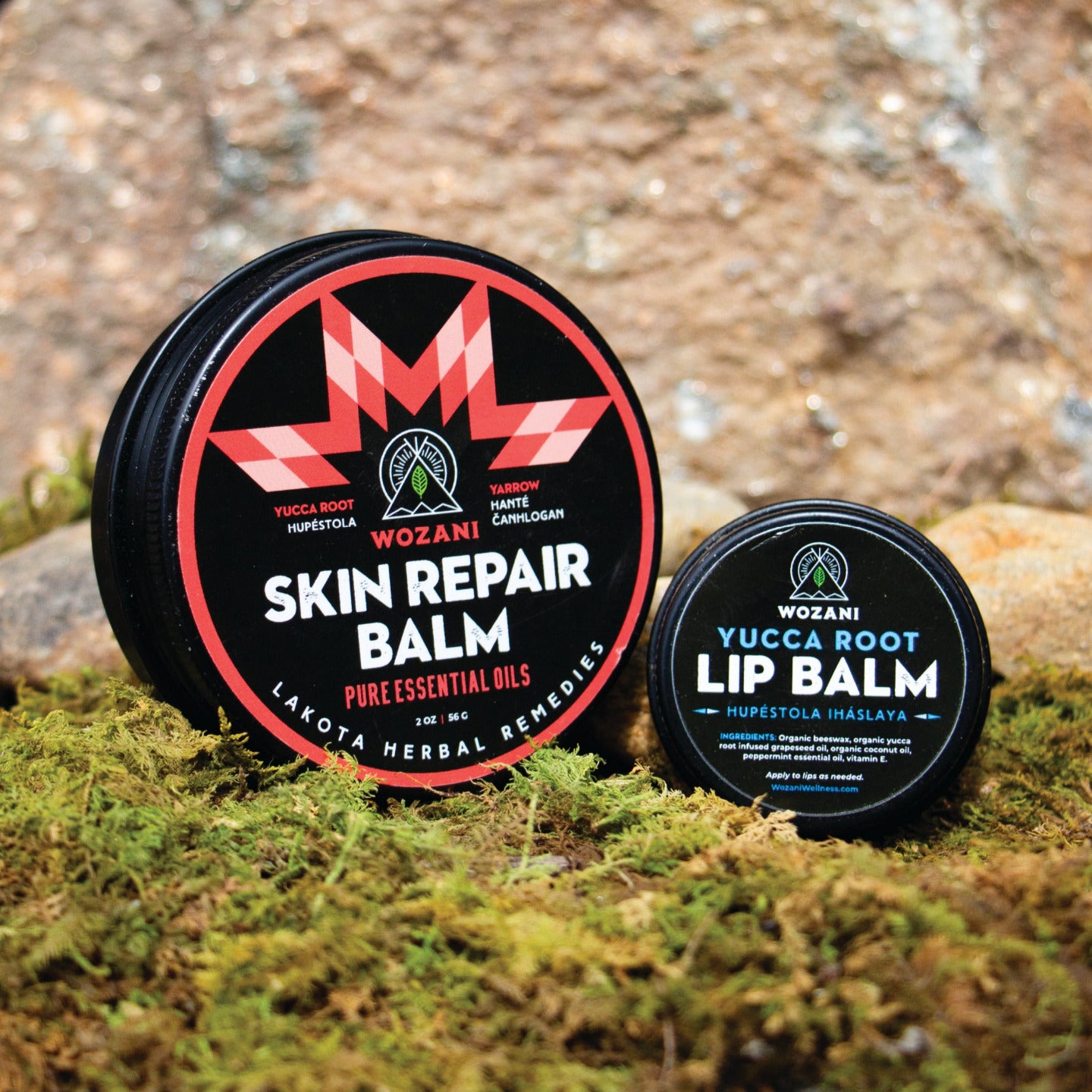 Natural skin soothing herbal balm and yucca root lip balm bundle